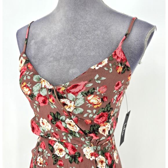 Lulus Dress Womens Small Terracotta Floral Maxi Back Zip Lined Beach Resort New - Picture 9 of 15